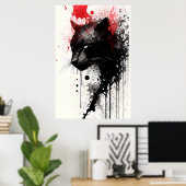 Schwarzes Panther-Portrait Poster (Heimbüro)