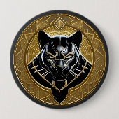 Schwarzes Panther-Symbol mit goldenem geometrische Button (Vorderseite)
