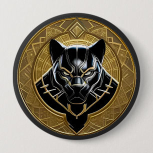 Schwarzes Panther-Symbol mit goldenem geometrische Button