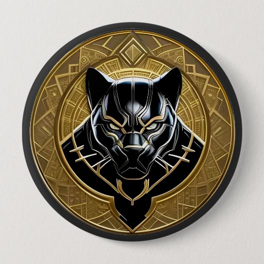 Schwarzes Panther-Symbol mit goldenem geometrische Button (Vorderseite)