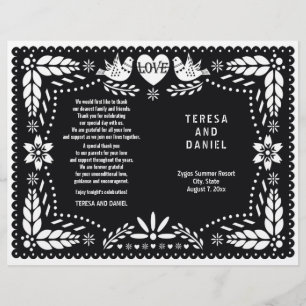 Schwarzes Papel Picado Hochzeitsfiesta gefaltetes
