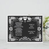 Schwarzes Papel Picado Hochzeitsfiesta gefaltetes  (Stehend Vorderseite)