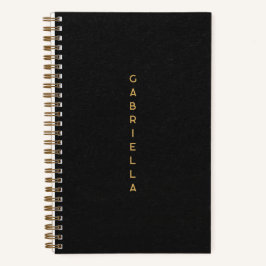 Schwarzes Papier Textur & Gold Minimaler Name Notizblock