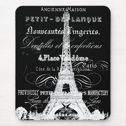 Schwarzes Paris Mousepad (Vorne)