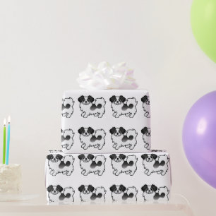 Schwarzes Parti-Color-Tibetisches Niedliches Hunde Geschenkpapier