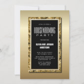 Schwarzes Party aus Goldrahmen Einladung (Vorderseite)