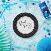 Schwarzes Party Geometrischer Bögen Muster Grad Pappteller (Party)