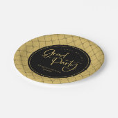 Schwarzes Party Geometrischer Bögen Muster Grad Pappteller (Schrägansicht)