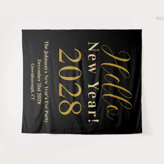 Schwarzes Party im Silvestergrauen Hintergrund Wandteppich (Vorderseite (Horizontal))