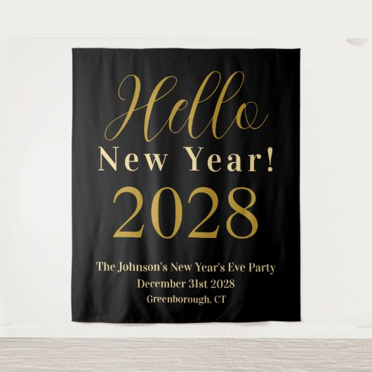 Schwarzes Party im Silvestergrauen Hintergrund Wandteppich (Vorderseite)