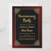 Schwarzes Party mit Goldrahmen für die Hauswärmung Einladung (Vorderseite)
