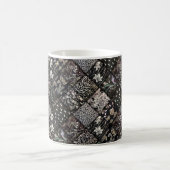 Schwarzes Patchwork Aussehen Quiltmuster Kaffeetasse (Mittel)