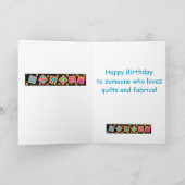 Schwarzes Patchwork Quilt Block Kunstfreude am Geb Karte (Innenseite)