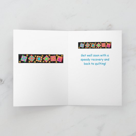 Schwarzes Patchwork Quilt Blockkunst wird bald gut Karte (Innenseite)