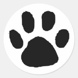 Schwarzes PawPrint-Design (Paw Print) Runder Aufkleber