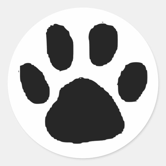 Schwarzes PawPrint-Design (Paw Print) Runder Aufkleber (Vorderseite)