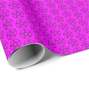 Schwarzes Pentagramm auf Rosa Geschenkpapier