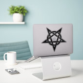 Schwarzes Pentagramm Aufkleber (Laptop auf Schreibtisch)
