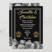 Schwarzes Pentagramm Einladung (Vorne/Hinten)