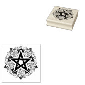 Schwarzes Pentagramm mit Rose Blume Gummistempel (Stempel)