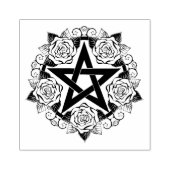 Schwarzes Pentagramm mit Rose Blume Gummistempel (Prägung)