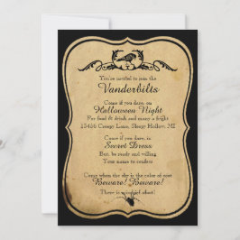 Schwarzes Pergament Raven Halloween-Party Einladun Einladung