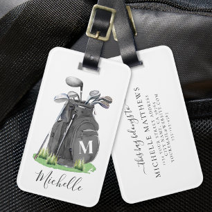 Schwarzes personalisiertes Golf-Monogramm Gepäckanhänger