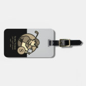 Schwarzes Personalisiertes Golfer Monogramm Gepäckanhänger (Vorderseite horizontal)