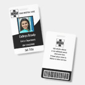 Schwarzes Personalisiertes Krankenhaus oder Klinik Ausweis (Vorder- & Rückseite)