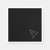 Schwarzes Personalisiertes Monogramm-Namenspapier Serviette (Vorderseite)