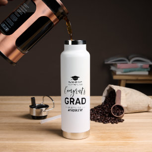 Schwarzes personalisiertes Namensgeschenk zur Absc Trinkflasche
