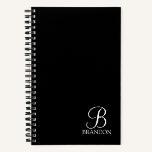 Schwarzes personalisiertes Schriftmonogramm und Na Notizblock