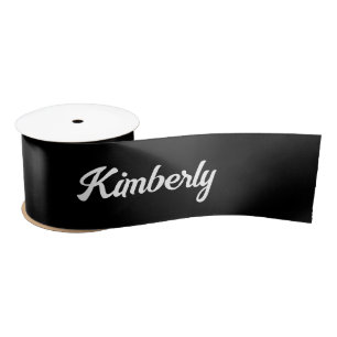 Schwarzes personalisiertes Schriftzug-Name-Schule Satinband
