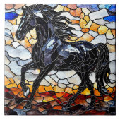 Schwarzes Pferd aus Glas Fliese (Vorderseite)