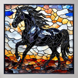 Schwarzes Pferd aus Glas Poster