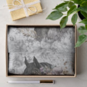 Schwarzes Pferd Blumendekoupage Seidenpapier (Geschenk)