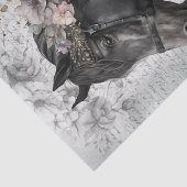 Schwarzes Pferd Blumendekoupage Seidenpapier (Ausschnitt)