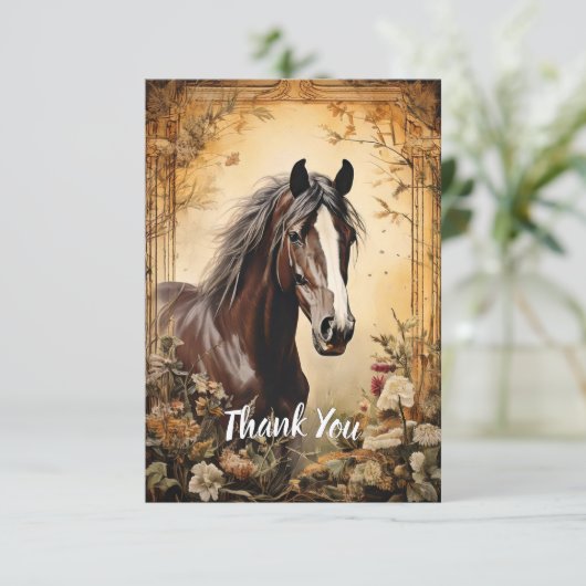 Schwarzes Pferd Dankeskarte (Stehend Vorderseite)