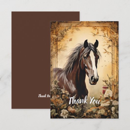 Schwarzes Pferd Dankeskarte (Vorne/Hinten)
