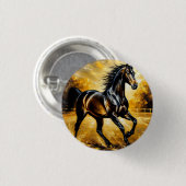 Schwarzes Pferd, das durch das Wasser im goldenen  Button (Vorne & Hinten)