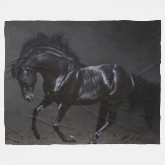 SCHWARZES PFERD FLEECEDECKE (Vorderseite (Horizontal))