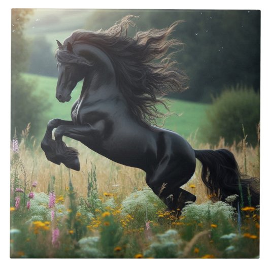 Schwarzes Pferd Fliese (Vorderseite)