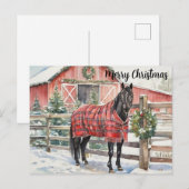 Schwarzes Pferd Frohe Weihnachten Postkarte (Vorne/Hinten)
