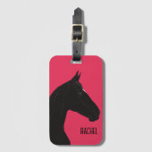 Schwarzes Pferd Gepäckanhänger (Vorderseite Vertikal)