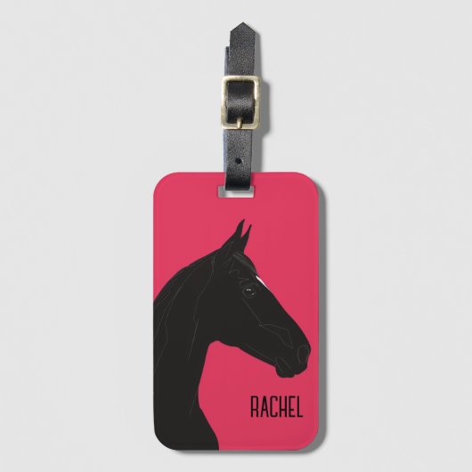 Schwarzes Pferd Gepäckanhänger (Vorderseite Vertikal)