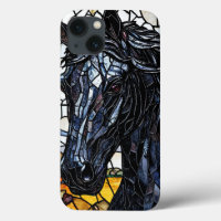 Schwarzes Pferd gestanztes Glas