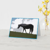 Schwarzes Pferd Grafik Kunstkarte Karte (Gelbe Blume)
