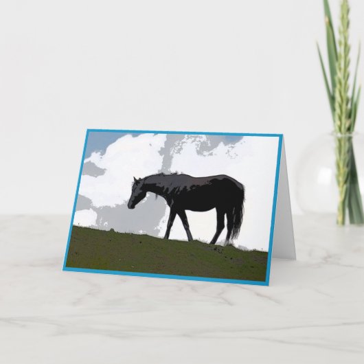 Schwarzes Pferd Grafik Kunstkarte Karte (Vorderseite)