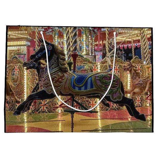 Schwarzes Pferd Große Geschenktüte (Rückseite)