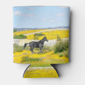 Schwarzes Pferd im Feld der Blume Dosenkühler (Vorderseite)